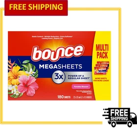 Bounce Paradise Blossom Mega Dryer Sheets&ndash;Fabric Softener, Static & Lint Control
