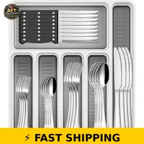 762744736484 FASDUNT Steel Silverware Set Organizer Tray 762744736484 FASDUNT Steel Silverware Set Organizer Tray