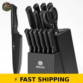 768152410183 NULAS Kitchen Knife Set Block Sharpener 768152410183 NULAS Kitchen Knife Set Block Sharpener