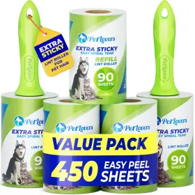 B0DTHZCJDP PETLOVERS Lint Roller Set Sheets Pet Hair Removal