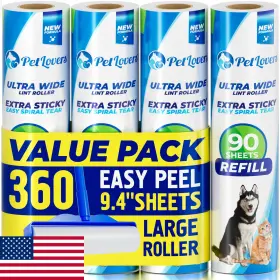 B0FDX25NMV PETLOVERS Lint Roller Refills Pack Sheets Floors