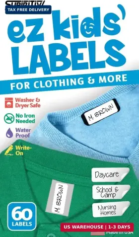 43237-104515 SUPIRITIV Ez Kids Clothing Labels Stick Iron
