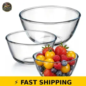 799793139966 VESTEEL Glass Mixing Bowl Set Nesting 799793139966 VESTEEL Glass Mixing Bowl Set Nesting