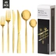 Astercook 49-Piece Gold Flatware Set with Steak Knives, Food-Grade Stainless