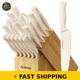 Astercook 17-Piece Kitchen Knife Set with Sharpener & Anti-Rust Coating