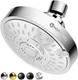 HOPOPRO 5-Mode High Pressure Shower Head - The Washington 4 Inch, Silver 