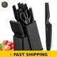 Vesteel 15-Piece Kitchen Knife Set, High Carbon Stainless Steel, Black Vesteel 15-Piece Kitchen Knife Set, High Carbon Stainless Steel, Black