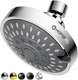 HOPOPRO 5-Mode High Pressure Shower Head - The Washington 4 Inch, Chrome 