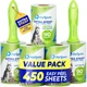 PetLovers Extra Sticky Lint Roller Mega Value Set 450 Sheets Pet Hair Removal