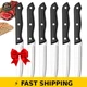 MYVIT 6-Piece Steak Knife Set - Serrated Stainless Steel - Black Handles