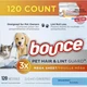 120 Count Bounce Pet Hair & Lint Guard Sheets - Unscented, Hypoallergenic