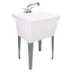 Tehila Utility Sink with Chrome Finish Pull-Out Faucet 19 Gallon - White