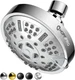HOPOPRO 9-Setting High Pressure Shower Head Rainfall Fixed Chrome Bath