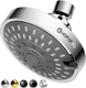HOPOPRO 5-Mode High Pressure Shower Head 4 Inch Chrome