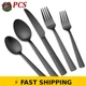 VeSteel 40-Piece Matte Black Silverware Set for 8, Dishwasher Safe